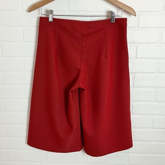 Zara Culotte Trousers Cropped Red Brick Cinnamon Wide leg Slash Pockets M - Picture 11 of 11
